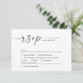 Minimalist White & Black Wedding RSVP Card Save The Date (Staand voorkant)