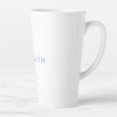 Minimalist White Blue Plain Elegant Modern Name Latte Mok (Rechts)