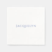 Minimalist White Blue Plain Elegant Modern Name Servet (Voorkant)
