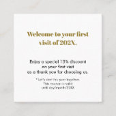 Minimalist White Brown Bold First Visit Kortingskaartje (Voorkant)