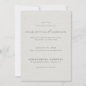 Minimalist White Faux Linen Wedding Invitation (Devant)