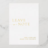 Minimalist White & Gold Guest Book Sign Folie Uitnodiging (Voorkant)