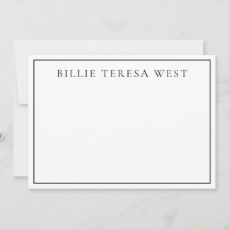 Minimalist White | Modern Simple Border Monogram Notitiekaartje