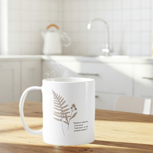 Minimalist White mug with Peace Quote – Elegant
