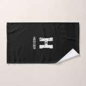 MINIMALIST WHITE ONE LETTER MONOGRAM NAME BLACK  (Serviette à main)