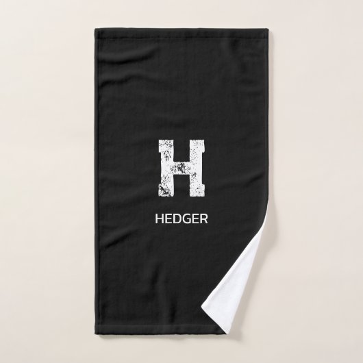 MINIMALIST WHITE ONE LETTER MONOGRAM NAME BLACK  (Serviette à main)