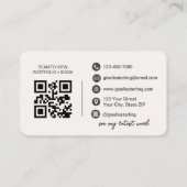 Minimalist White Script Eyebrow Artist QR Code Visitekaartje (Achterkant)