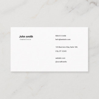 Minimalist White Simple Professional Business Card Visitekaartje