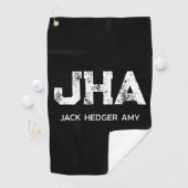 MINIMALIST WHITE THREE LETTER MONOGRAM NAME BLACK  GOLFHANDDOEK (Insitu)