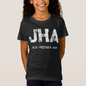 MINIMALIST WHITE THREE LETTER MONOGRAM NAME BLACK T-SHIRT (Voorkant)