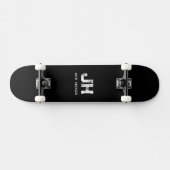 MINIMALIST WHITE TWO LETTER MONOGRAM NAME BLACK  SKATEBOARD (Horizontaal)