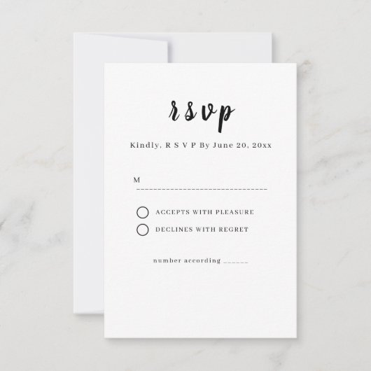 Minimalist White Wedding RSVP Card (Devant)