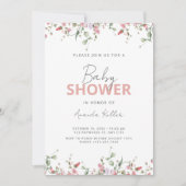 Minimalist Wildflower Baby shower Uitnodiging (Voorkant)
