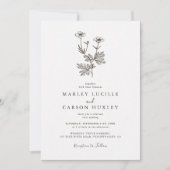 Minimalist Wildflower Line Art Wedding Kaart (Voorkant)