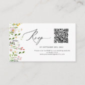 Minimalist Wildflower QR code wedding RSVP Informatiekaartje (Voorkant)