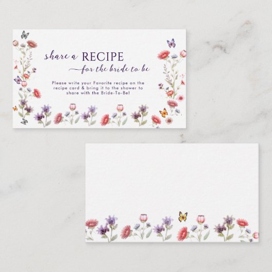 Minimalist Wildflower Recipe Request Card Informatiekaartje (Voorkant / Achterkant)
