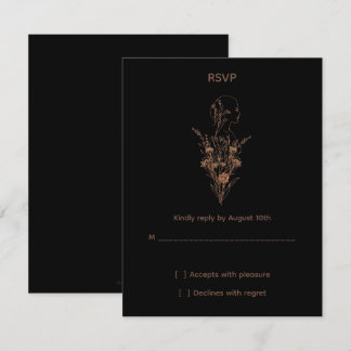 Minimalist Wildflower Rose Gold RSVP Card Kaartje