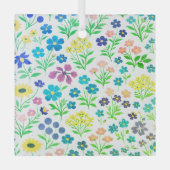 Minimalist Wildflower Seamless Pattern on White  Glas Ornament (Voorkant)
