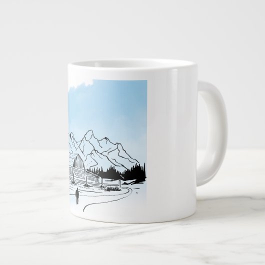 Minimalist Winter Mountain Adventure Jumbo Mug (Devant droit)
