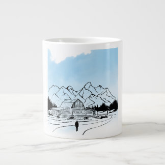 Minimalist Winter Mountain Adventure Jumbo Mug