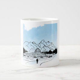 Minimalist Winter Mountain Adventure Jumbo Mug Extra Grote Beker