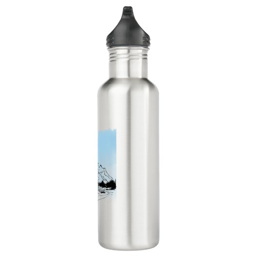 Minimalist Winter Mountain Adventure Water Bottle Waterfles (Rechts)