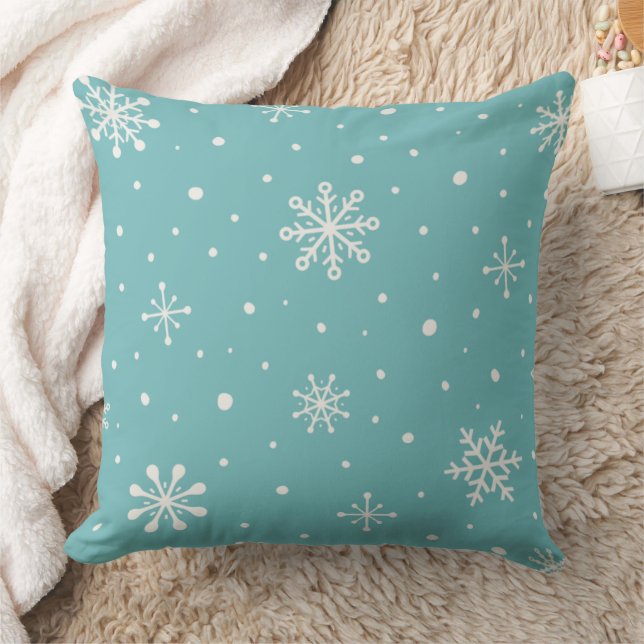 Minimalist Winter Pillow in Turquoise Kussen (Deken)
