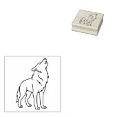Minimalist Wolf Line Art – Howling Wildlife  Rubberstempel (Gestempeld)
