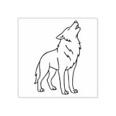 Minimalist Wolf Line Art – Howling Wildlife  Rubberstempel (Afrduk)