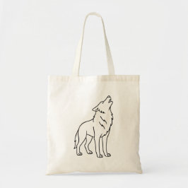 Minimalist Wolf Line Art – Howling Wildlife  Tote Bag