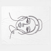 Minimalist Woman Face Line Art Fleece Blanket (Voorkant (Horizontaal))