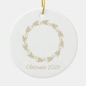 Minimalist Wreath Outline Simple Christmas 2025 Keramisch Ornament (Voorkant)