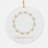 Minimalist Wreath Outline Simple Christmas 2025 Keramisch Ornament (Achterkant)