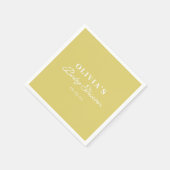 Minimalist Yellow Retro Script Baby Shower Custom Servet (Hoek)