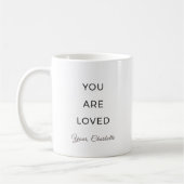 Minimalist You Are Loved Valentine Photo Mug (Gauche)