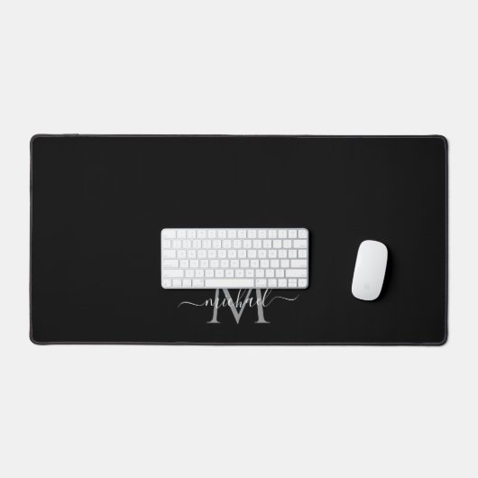 Minimalist Your Custom Text Name Monogram Black (Clavier et souris)