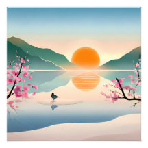 Minimalist Zen Sunrise Lake 