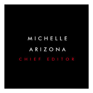 Minimalist Zwart Rood Naam Professioneel Modern Perfect Poster