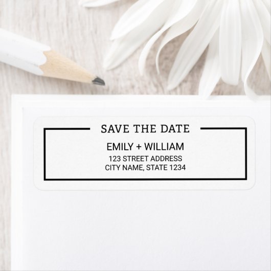 Minimalist Zwart-wit Bewaar het datumadres Etiket (Insitu)