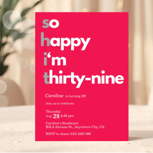 Minimaliste 39ème anniversaire Invitation moderne 