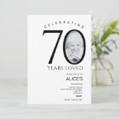 Minimaliste avec Photo 70th Birthday Invitation (Debout devant)