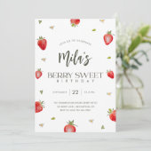 Minimaliste Berry Sweet Invitation d'anniversaire (Debout devant)