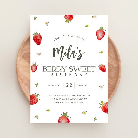 Minimaliste Berry Sweet Invitation d'anniversaire
