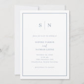 Minimaliste Blanc et Bleu Poussiéreux | Invitation (Devant)