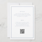 Minimaliste Blanc et Bleu Poussiéreux | Invitation (Dos)