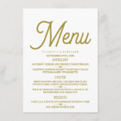 Minimaliste - Blanc & Or - Menu Mariage (Devant)