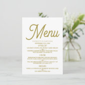 Minimaliste - Blanc & Or - Menu Mariage (Debout devant)