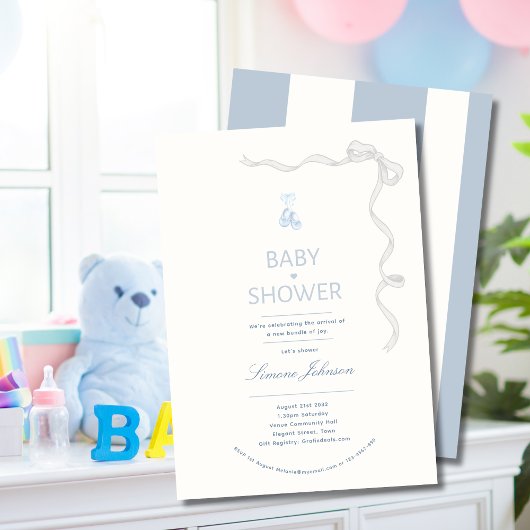 Minimaliste Boys Baby shower Invitation Calligraph