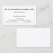 Minimaliste, Carte de visite juridique (Devant / Derrière)
