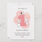 Minimaliste Chat Premier anniversaire Invitation (Devant)